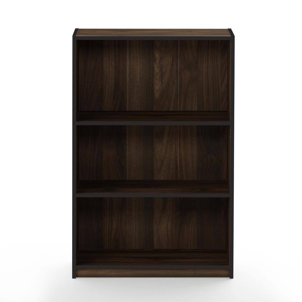 Columbia Walnut Adjustable 3-Tier Wood Bookcase