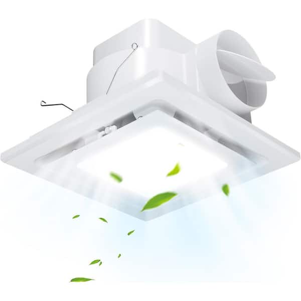110 CFM Bathroom Exhaust Fan with Light, Quiet Ceiling Mount Square Vent Fan 1.0 Sones w/ 4 in. Duct for Shower and Bath