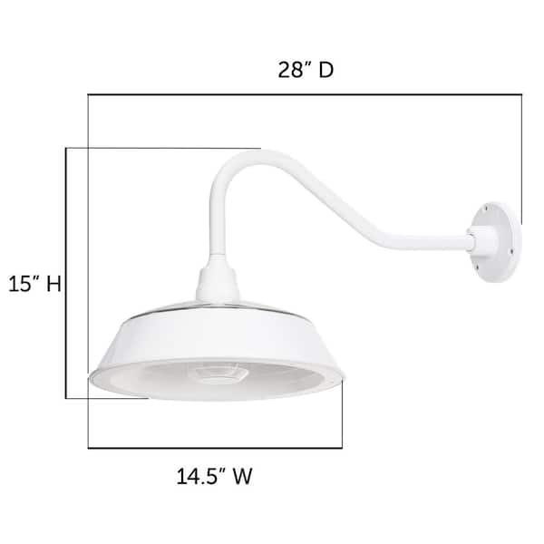 Cottage White Aluminum Solar Barn Light Dusk-to-Dawn Outdoor Integrated Warm White LED Wall Barn Light for Garage