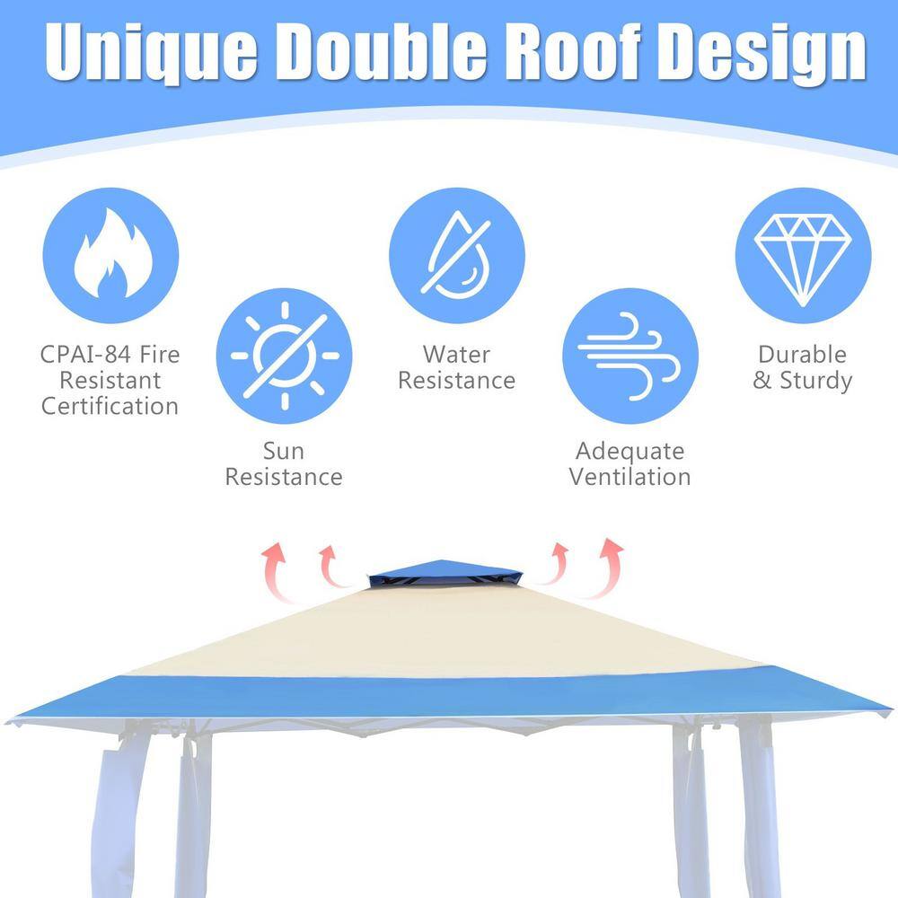Blue and Beige 13' x 13' Pop-Up Canopy Tent with Steel Frame