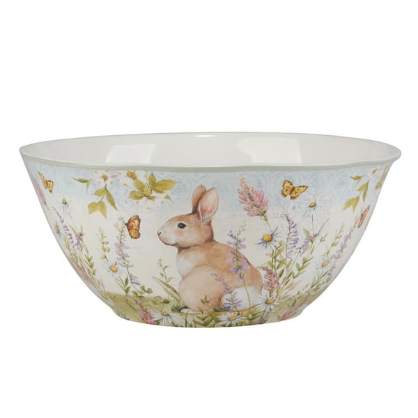 Certified International 11.25 in. 128 Fl. Oz. Assorted Color Easter Meadow Earthenware Serving Bowl