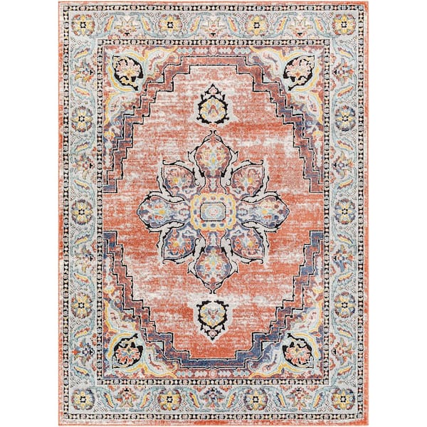 Livabliss Ella Light Blue 8 ft. x 10 ft. Traditional Indoor Area Rug