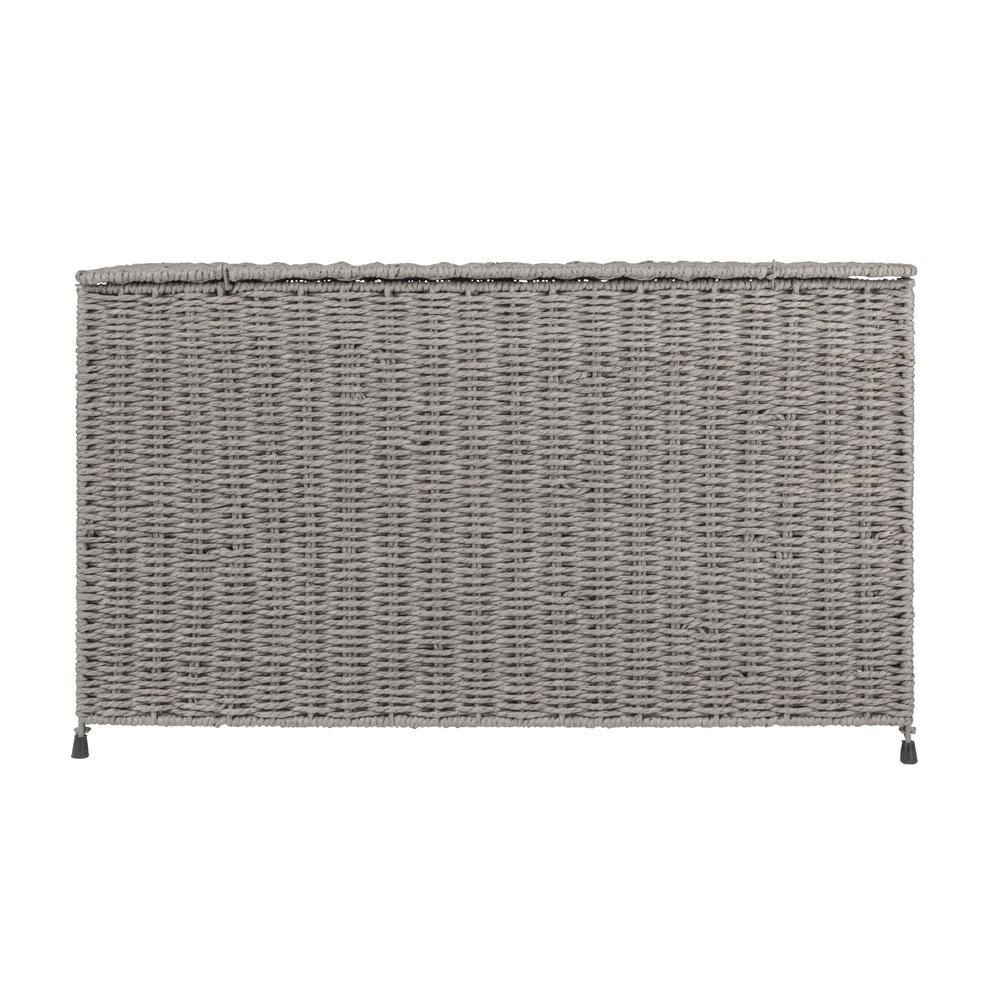 Large Gray Woven Paper Rope Storage Chest with Hinged Lid