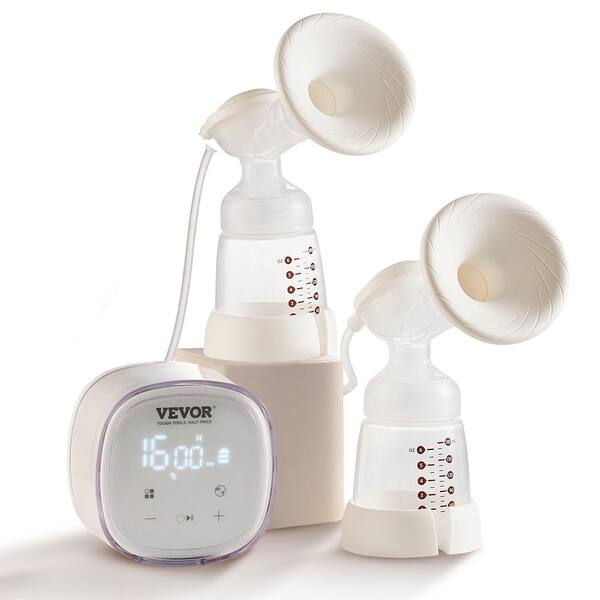 VEVOR Double Electric Breast Pumps 4 Mode 16 Levels 300mmHg Strong Suction Anti-Backflow Breastfeeding Pump LED Display