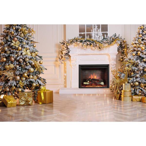 PuraFlame 33 in. W Electric Fireplace Insert with Fire Crackling Sound,  750/1500W, Black HM45D - The Home Depot