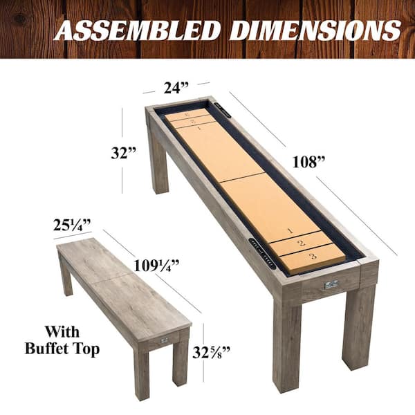 Barrington 9 ft. Monteray 2-in-1 Shuffleboard and Buffet Table, 8