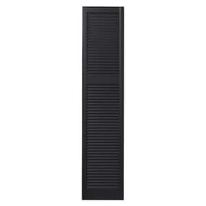 14.50 in. x 66.62 in. Cottage Style Open Louvered Polypropylene Shutters Pair in Black