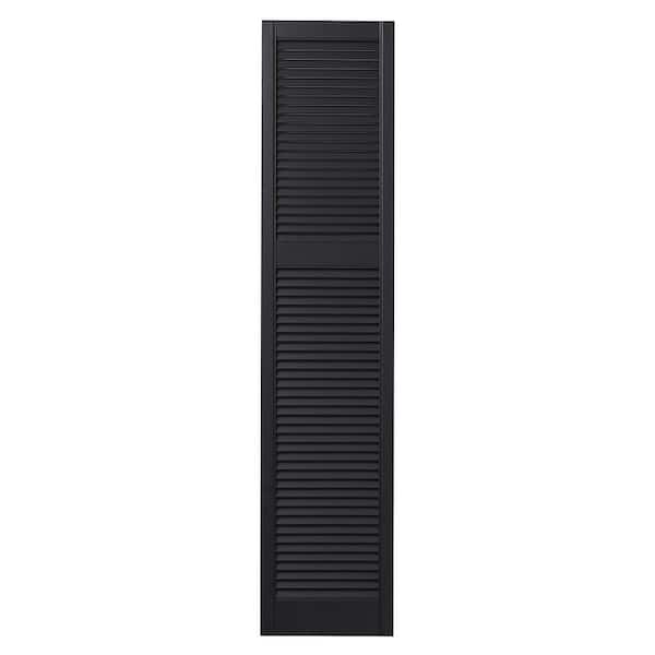 Ply Gem 15 in. x 67 in. Cottage Style Open Louvered Polypropylene Shutters Pair in Black