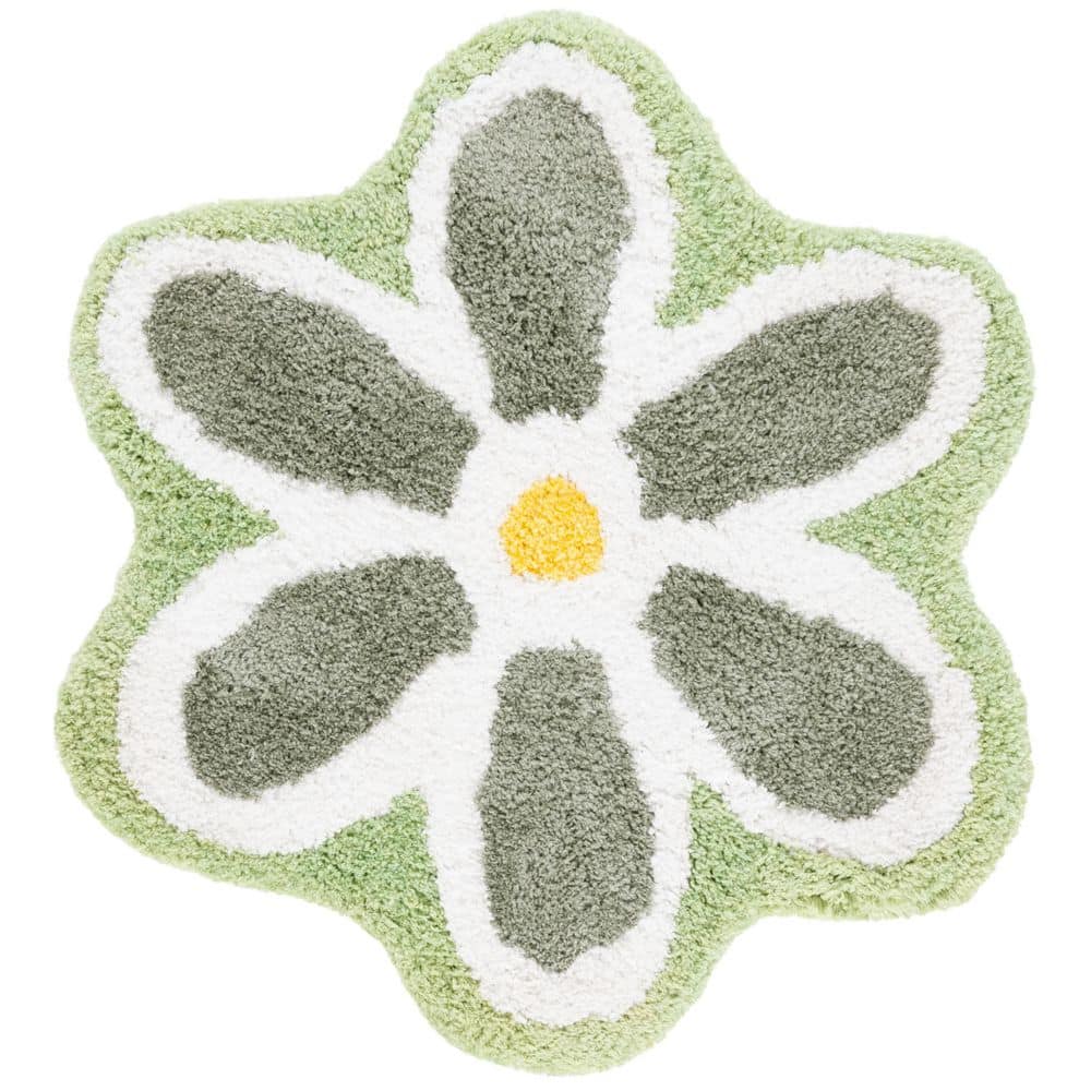 Novelty 4 ft. x 4 ft. Ivory/Green Floral Round Area Rug price history on PriceWatchPro