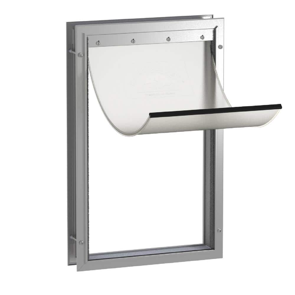 Hakuna Pets Deluxe Aluminum Extra Large Pet Door 14.6 in. W x 23.4 in. H, for Pets up to 220 lb., Silver