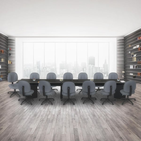 Array 192 in. Ash Grey Conference Table with Power Data Grommet Desk-Black