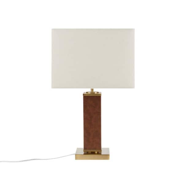 INK+IVY Hawley 22 in. Gold/Brown Faux Leather Table Lamp