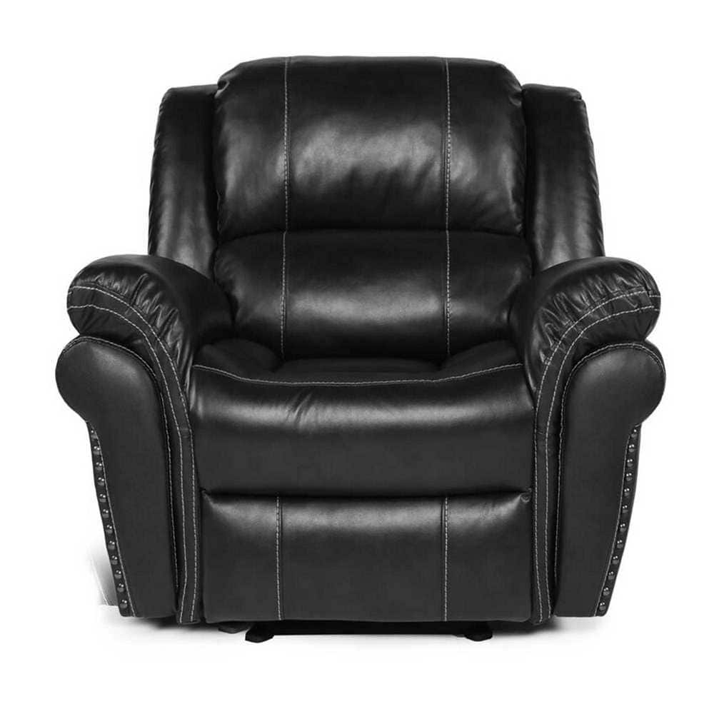 hzlagm Yingj 40 in. W Black PU Leather Upholstered Rocking Recliner with Rivets HZ90711BL