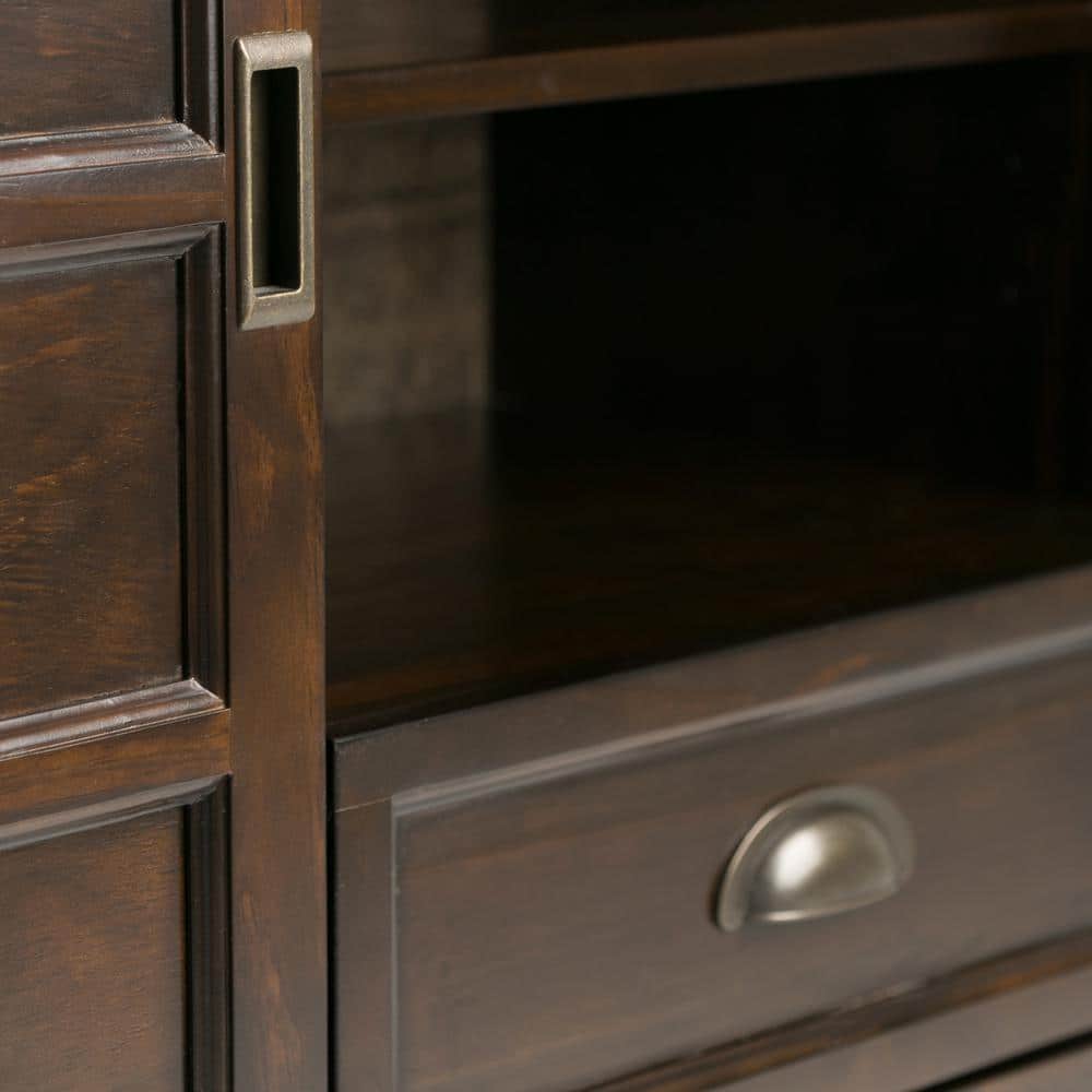 Mahogany Brown 60" Solid Wood TV Stand with Cabinets