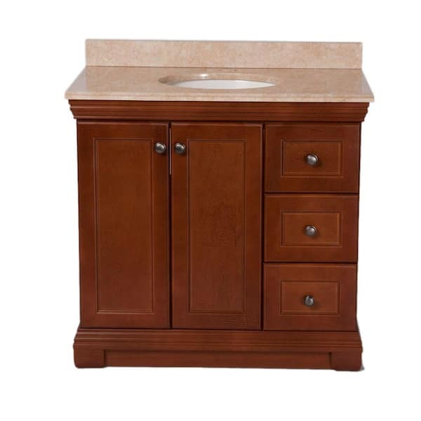St. Paul Brentwood 36 in. Vanity in Amber with Stone Effects Vanity Top in Oasis