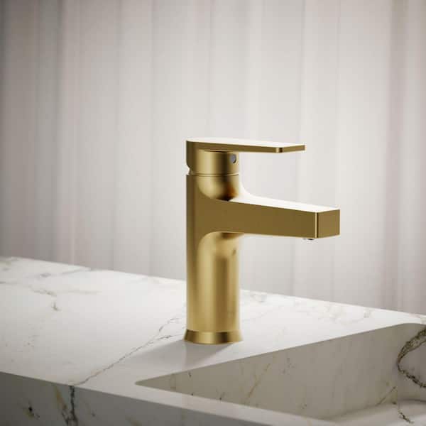 Taut Single Handle Single Hole Bathroom Sink Faucet In Vibrant Brushed Moderne Brass