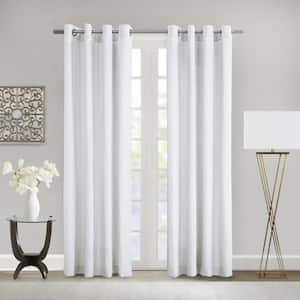 Harmony White 52 in. W x 84 in. L Grommet Light Filtering Curtain Panel