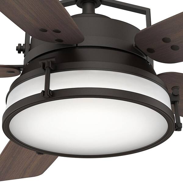 Casablanca Caneel Bay 56-in Aged Steel LED Indoor/Outdoor Ceiling Fan with Light Kit and Wall-Mounted Remote (5-Blade)