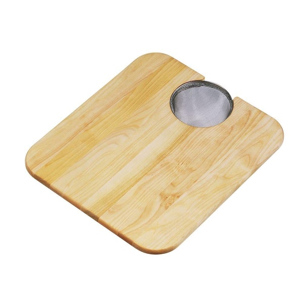 Elkay Maple Cutting Board with Removable Mesh Strainer