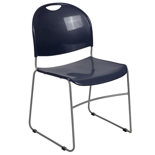 Carnegy Avenue Plastic Stackable Side Chair in Navy