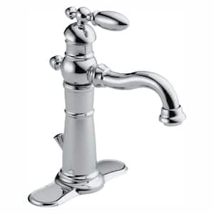 Victorian Single Hole Single-Handle Bathroom Faucet with Metal Drain Assembly in Chrome