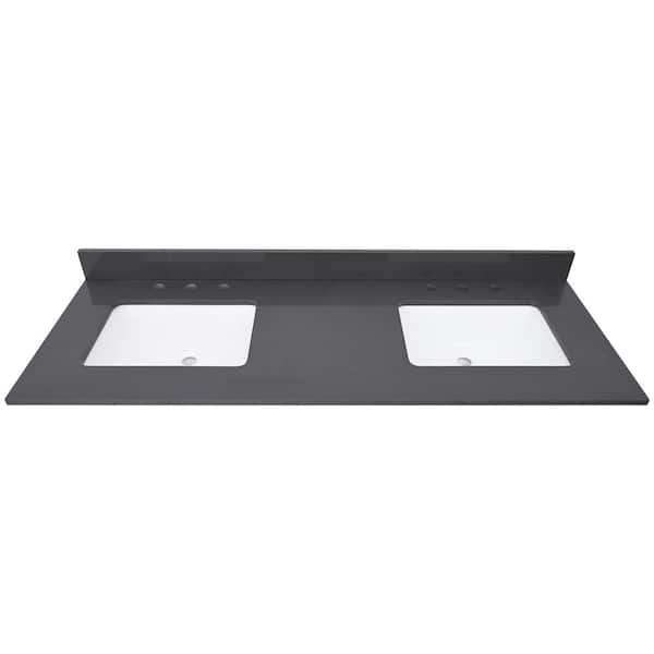Avanity 61 in. W x 22 in. D Quartz White Rectangular Double Sink Bathroom Vanity Top in Ural Gray