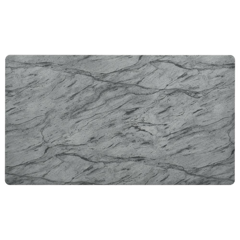 Gray Faux Marble Top Rectangular Dining Table with Wood Legs
