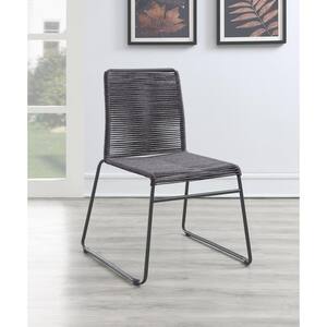 Jerome Charcoal Woven Rope Upholstered Stackable Dining Side Chairs (Set of 2)