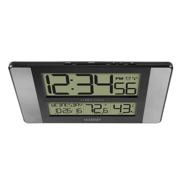 La Crosse Technology 513-05867-int Extra Large Atomic Digital Clock with Indoor Temperature and Humidity - Black