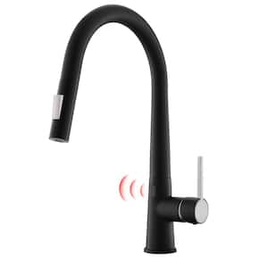 Single Handle Automatic Smart Pull Down Sprayer Kitchen Faucet in Matte Black