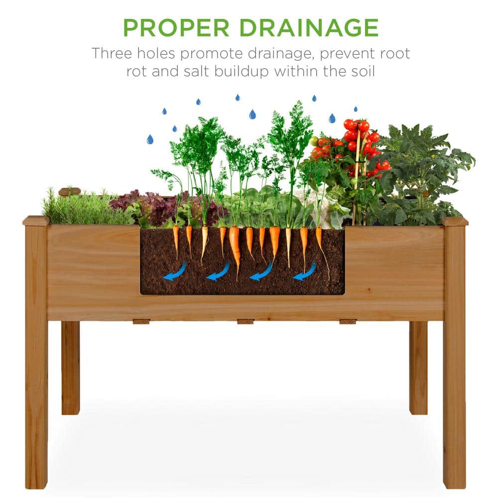 Acorn Brown Fir Wood Elevated Garden Planter Box