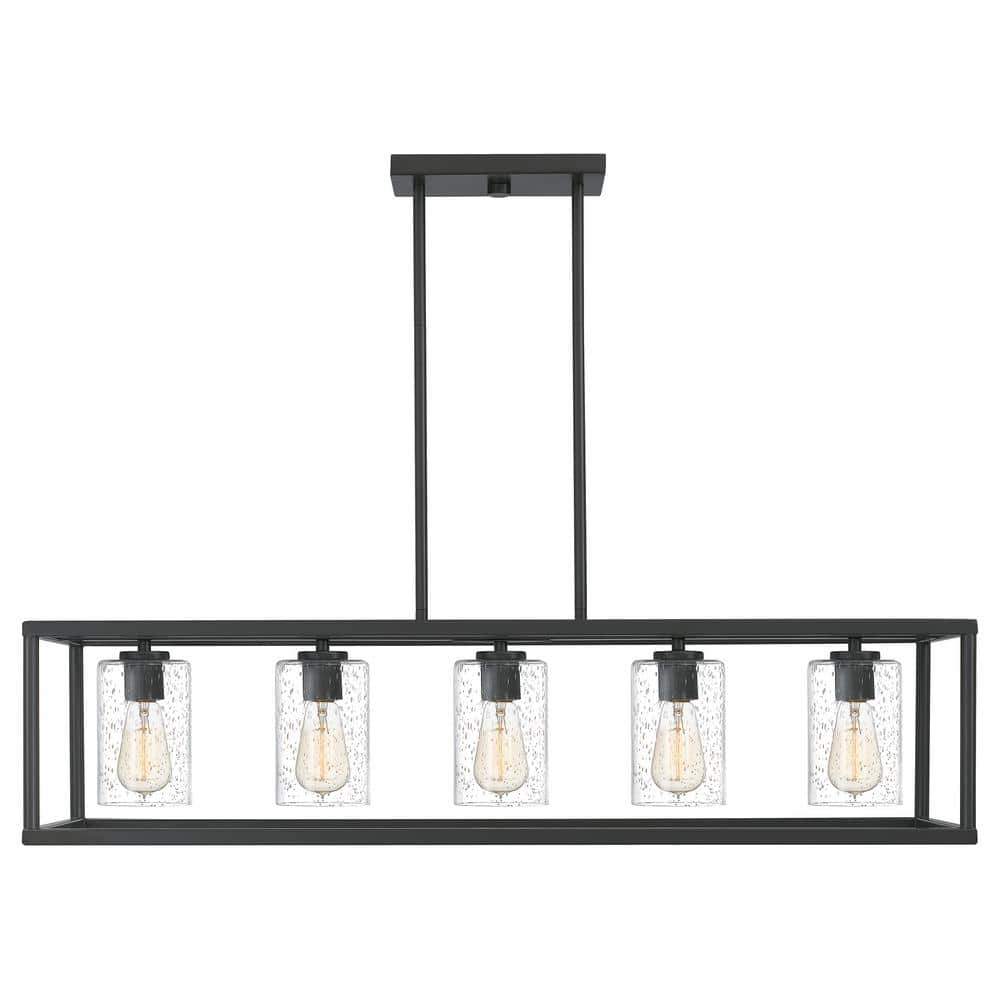 Harbor Breeze Bronze 5-Light Outdoor Chandelier with Seeded Glass Shades