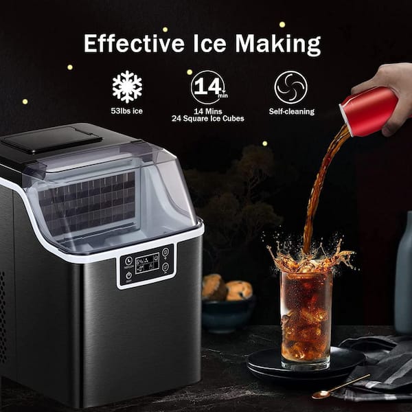 COWSAR Countertop Ice Maker, Square Ice Cubes Maker Machine, 2 Ways to Add  Water, Self-Cleaning Maker, 24H Timer Compact for Home Office Party Bar