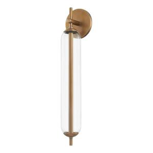 Blaze 4.5 in. 1-Light Patina Brass Integrated LED Outdoor Wall Sconce with Clear Glass Shade
