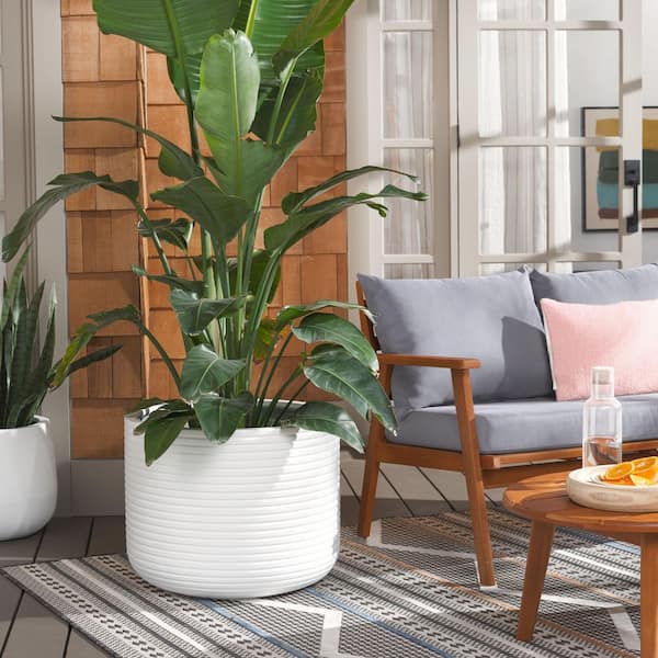 Nardo White Ficonstone/Cement Outdoor Planter (22.83 in. W x 18.11 in. H)