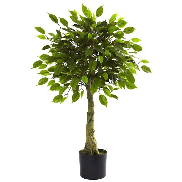 Nearly Natural 3 ft. Artificial UV Resistant Indoor/Outdoor Ficus Tree