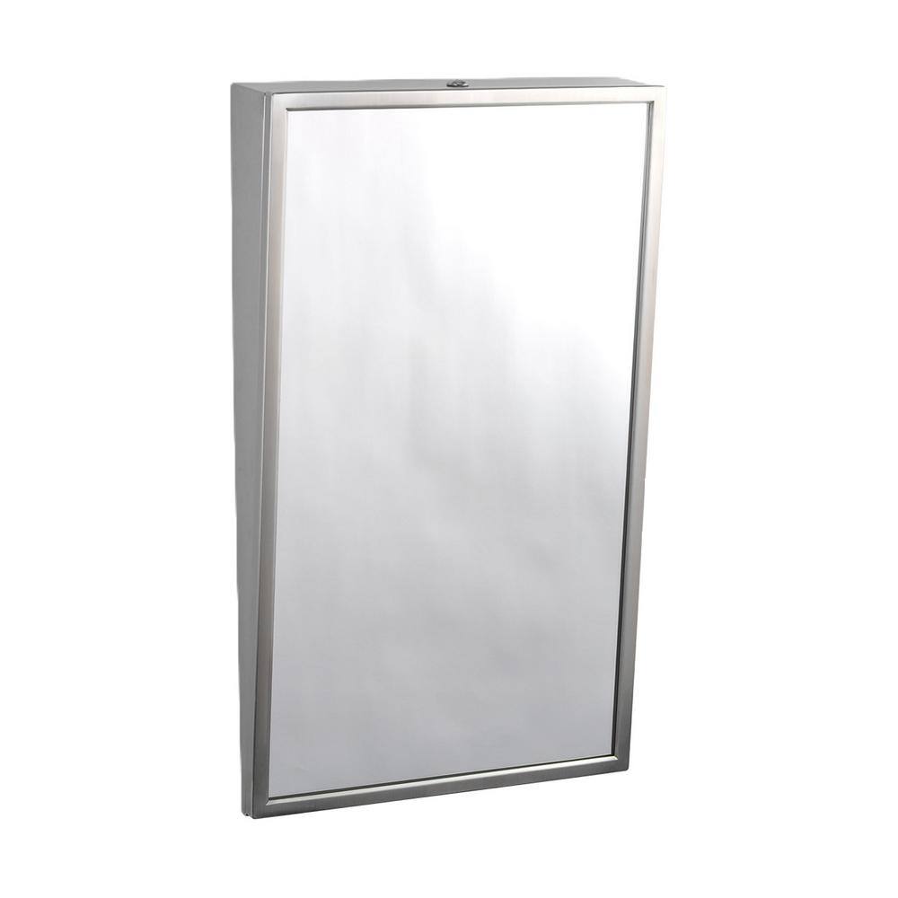 BOBRICK 18″ W X 30″ H Rectangular Fixed Tilt Mirror In Stainless Steel ...