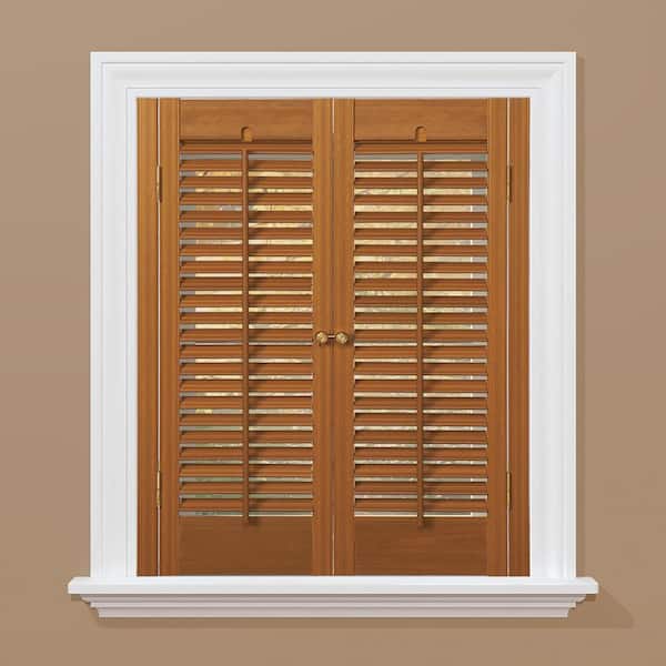 HOME basics Oak 1-1/4 in. Traditional Faux Wood Interior Shutter 23 to 25 in. W x 28 in. L