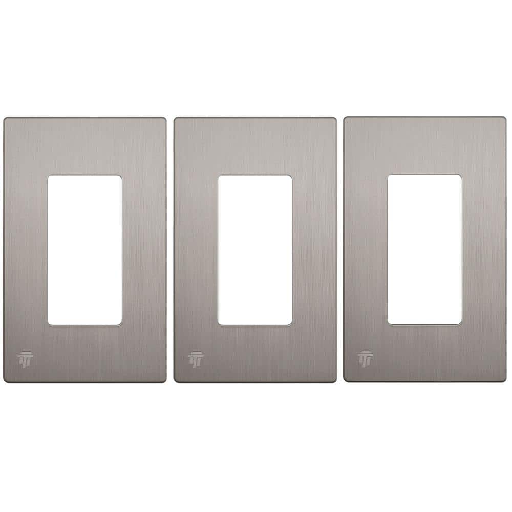 Elite Series 1-Gang 4.68 in. H x 2.93 in. L, Screwless Decorator Wall Plate in Brushed Nickel (3-Pack) price history on PriceWatchPro