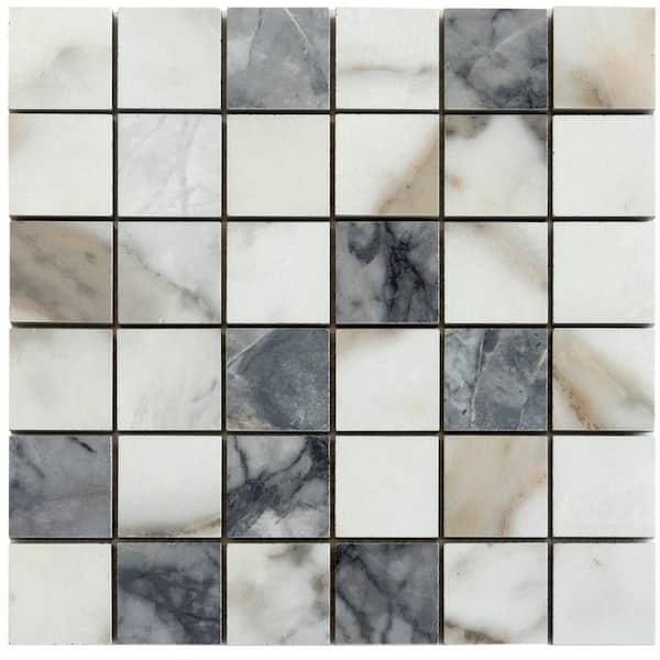 Apollo Tile Pinnacle 12 in. x 12 in. Matte Classic White with Gray Porcelain Mosaic Wall and Floor Tile (10.76 sq. ft./case)-11 Pack