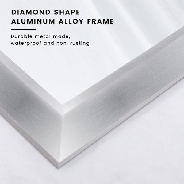 32 in. W x 36 in. H Rectangular Aluminum Alloy Framed and Tempered Glass Wall Bathroom Vanity Mirror in Brushed Silver