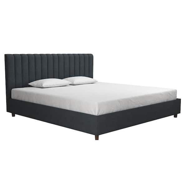 Novogratz Brittany Blue Linen King Upholstered Bed