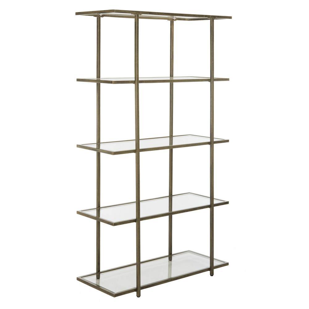 Francis Transitional 5-Tier Etagere in French Silver with Glass Shelves