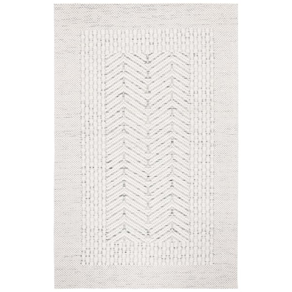 SAFAVIEH Marbella Collection Ivory Green 5 ft. x 8 ft. Border Chevron Area Rug