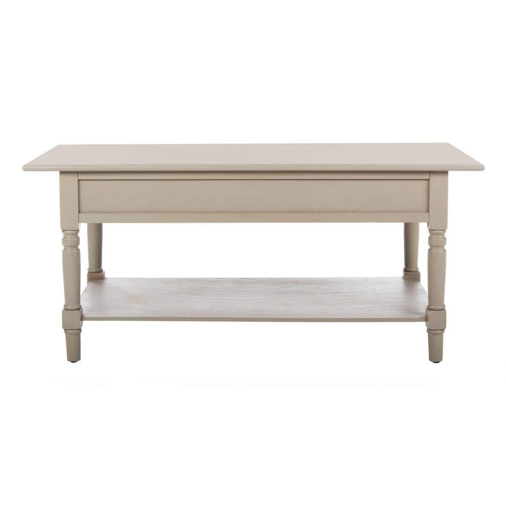 Vintage Gray Rectangular Wood Coffee Table with Storage