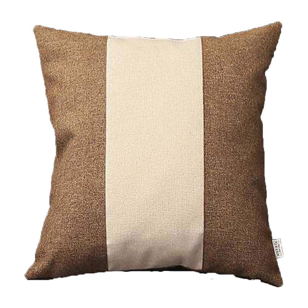 Handmade Brown and Ivory Jacquard Square Throw Pillow