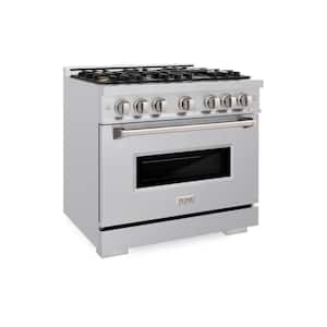 Classic 36 in. 6-Burner Dual Fuel Range with Convection Oven and Brass Burners in Stainless Steel