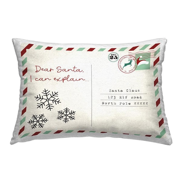 Dear Santa Holiday Postcard Outdoor Printed Throw Pillow by Lil' Rue