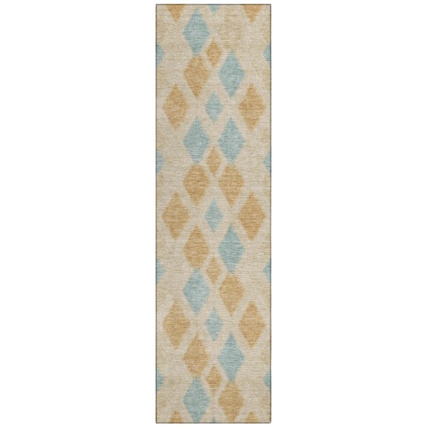 Chantille Machine Washable Indoor/Outdoor Abstract ACN3021 Spa 2 ft. x 7 ft. Runner Rug