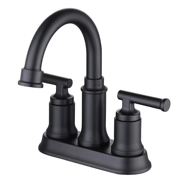 Glacier Bay Oswell 4 In Centerset 2 Handle High Arc Bathroom Faucet In Matte Black Hd67083w 6010h The Home Depot
